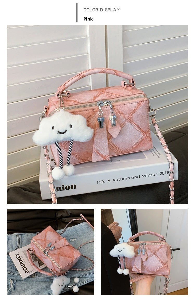 Niche Korean Style Box Elegant Texture Chain Handbag Shoulder Messenger Bag