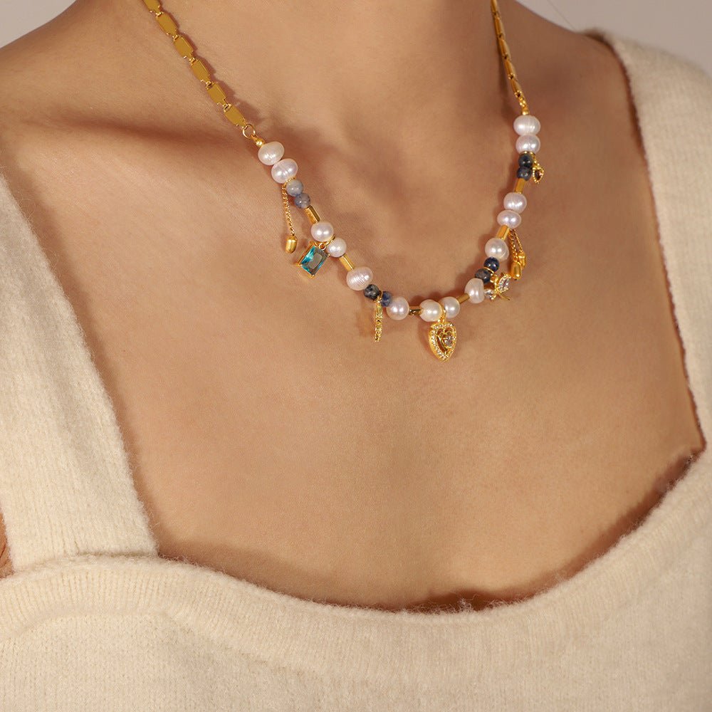 Vintage Natural Stone Freshwater Stringed Pearls Necklace